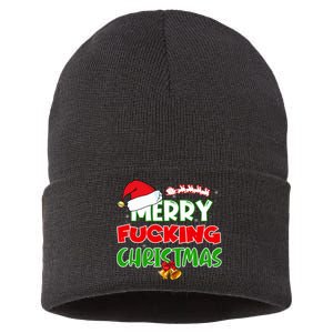 Merry Fucking Christmas Adult Offensive Christmas Sustainable Knit Beanie