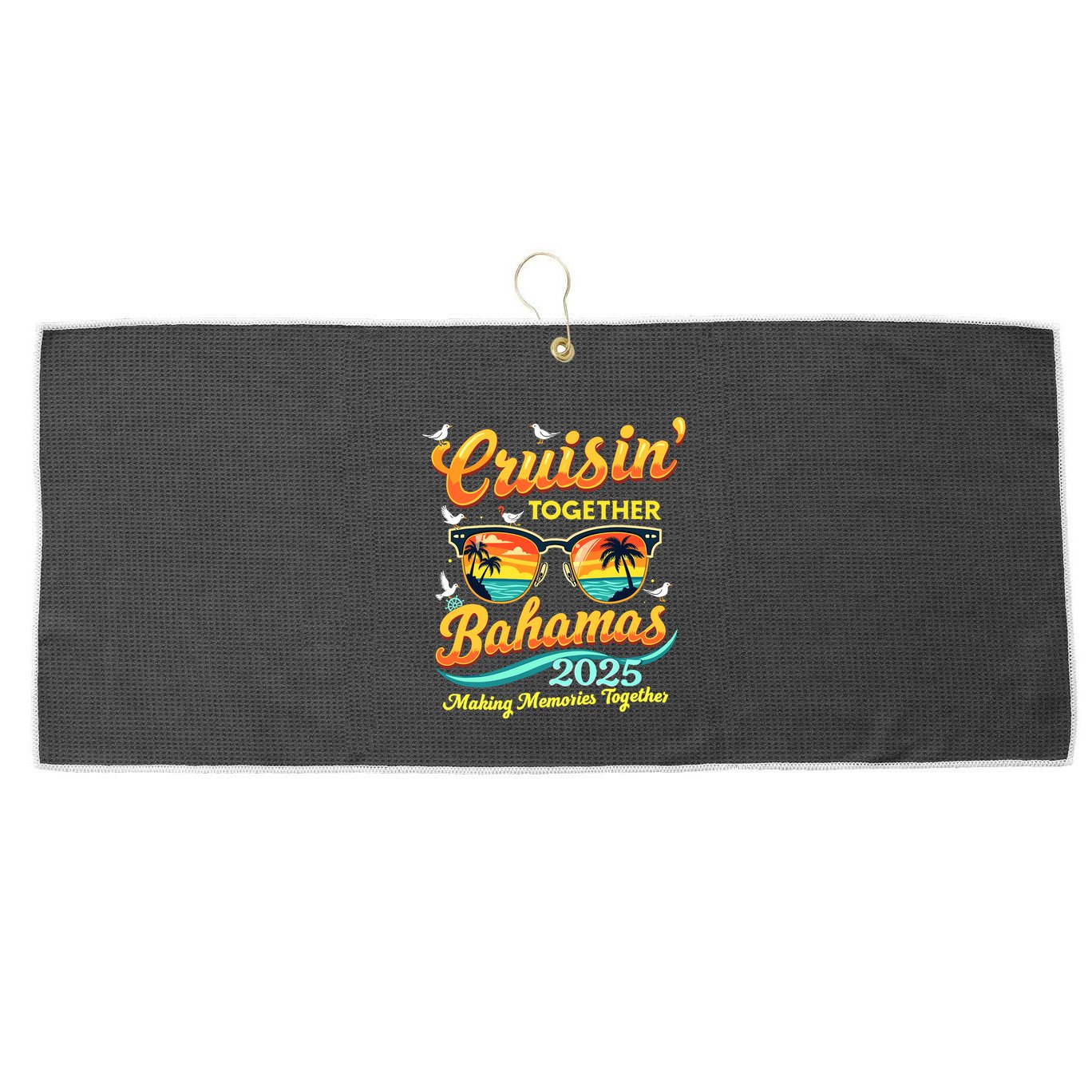 Matching Family Cruisin Together Bahamas 2025 Trip Vacation Large Microfiber Waffle Golf Towel