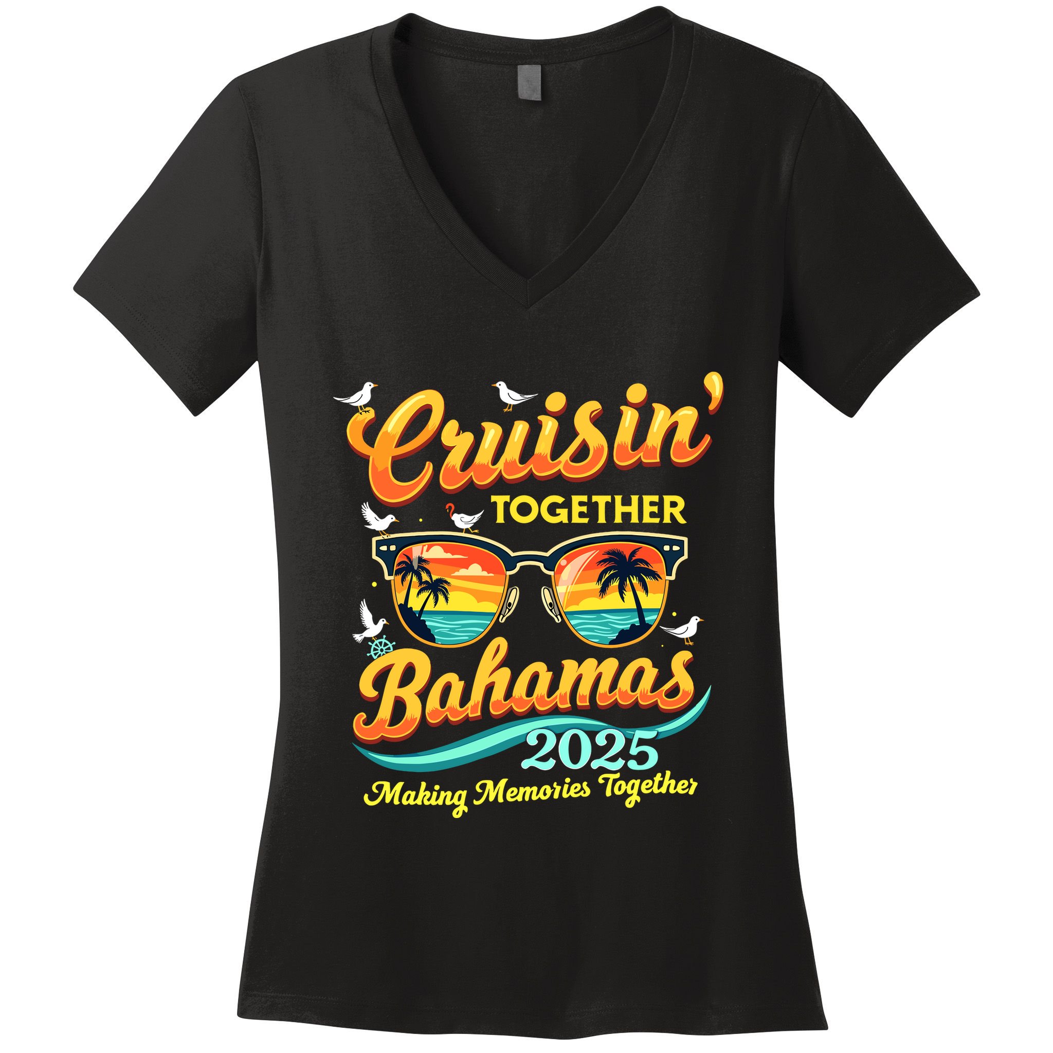 Matching Family Cruisin Together Bahamas 2025 Trip Vacation Women's V-Neck T-Shirt