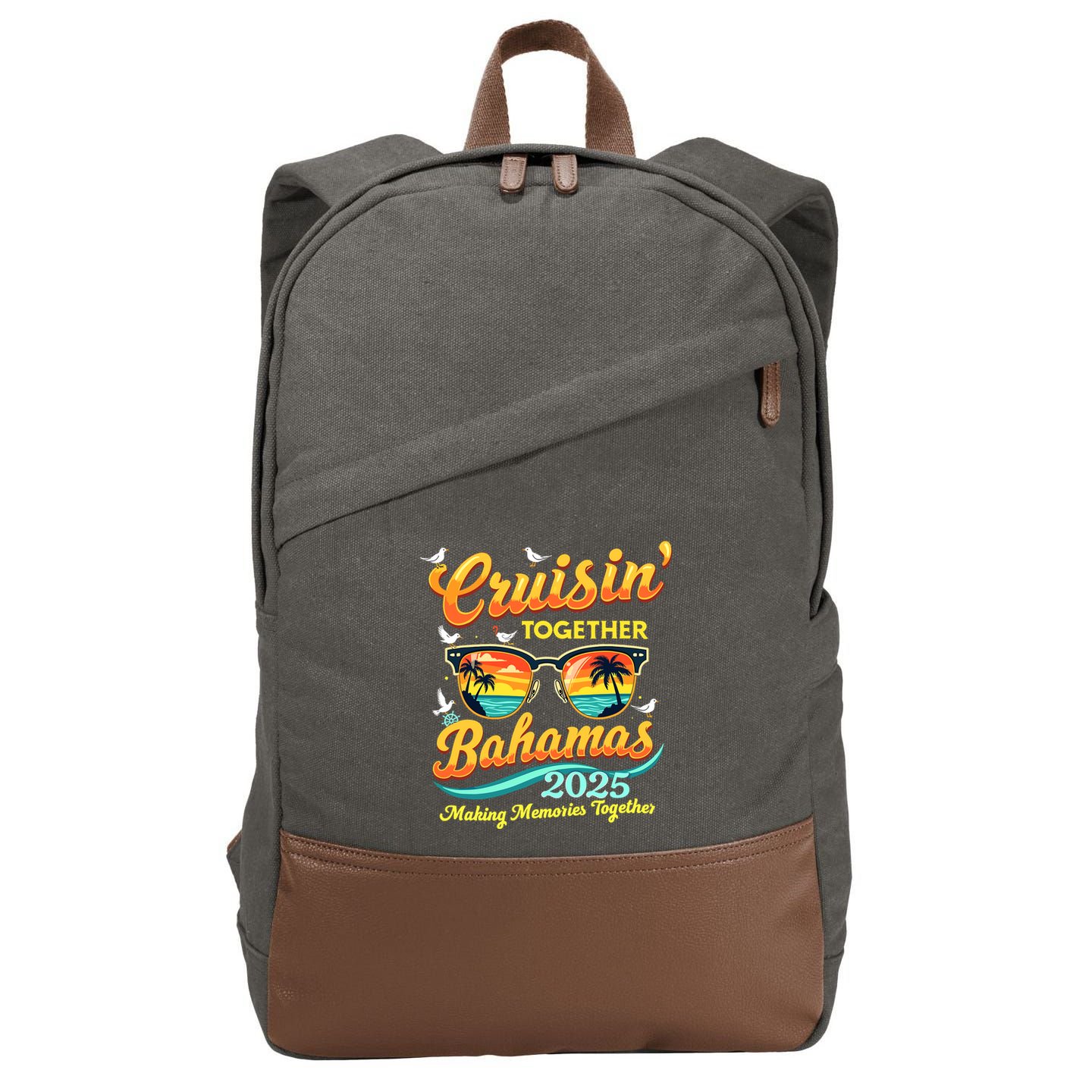 Matching Family Cruisin Together Bahamas 2025 Trip Vacation Cotton Canvas Backpack