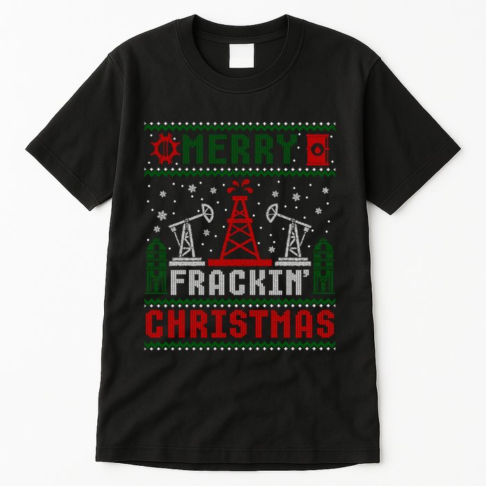 Merry Fracking Christmas Funny Oilfield Ugly Xmas Long Sleeve Tall T-Shirt