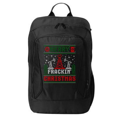 Merry Fracking Christmas Funny Oilfield Ugly Xmas Long Sleeve City Backpack