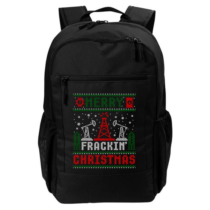 Merry Fracking Christmas Funny Oilfield Ugly Xmas Long Sleeve Backpack