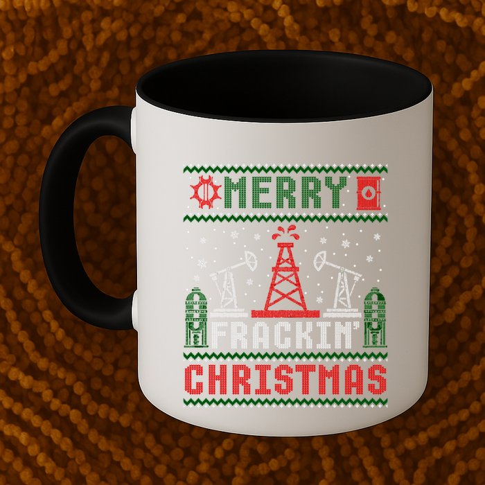Merry Fracking Christmas Funny Oilfield Ugly Xmas Long Sleeve Mug