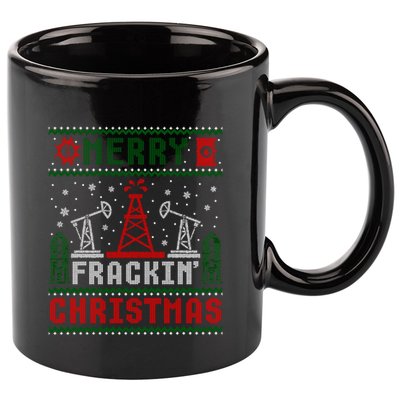 Merry Fracking Christmas Funny Oilfield Ugly Xmas Long Sleeve 11oz C Handle Ceramic Mug