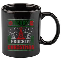 Merry Fracking Christmas Funny Oilfield Ugly Xmas Long Sleeve 11oz C Handle Ceramic Mug