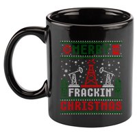 Merry Fracking Christmas Funny Oilfield Ugly Xmas Long Sleeve 11oz C Handle Ceramic Mug