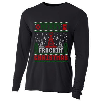 Merry Fracking Christmas Funny Oilfield Ugly Xmas Long Sleeve Cooling Performance Long Sleeve Crew