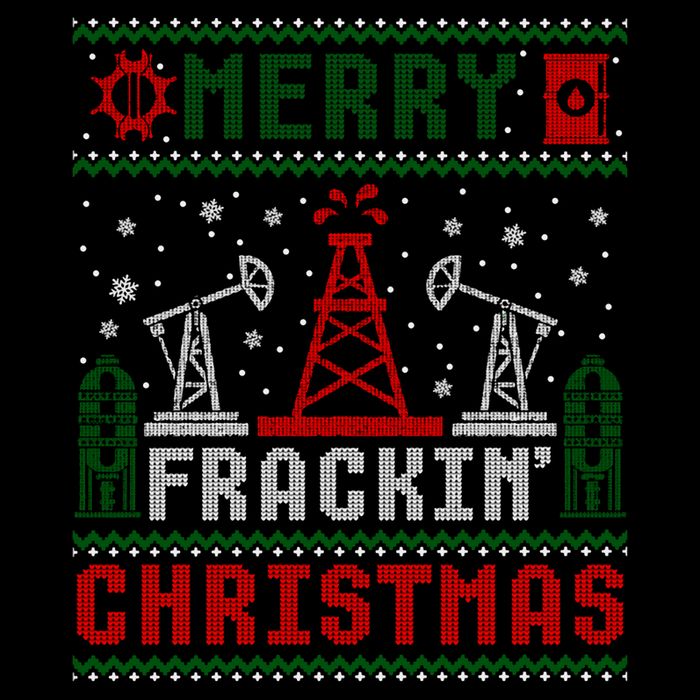 Merry Fracking Christmas Funny Oilfield Ugly Xmas Long Sleeve Cooling Performance Long Sleeve Crew