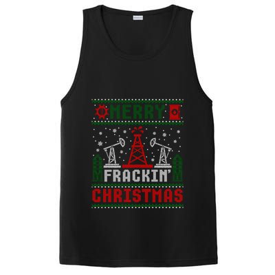 Merry Fracking Christmas Funny Oilfield Ugly Xmas Long Sleeve PosiCharge Competitor Tank