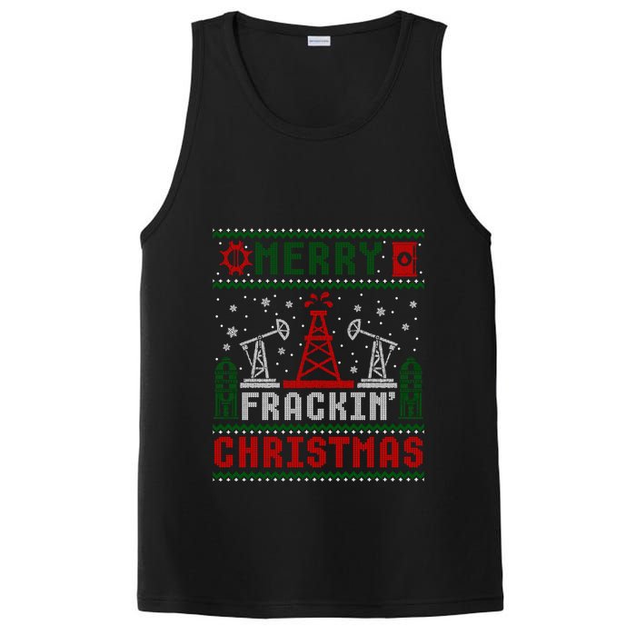 Merry Fracking Christmas Funny Oilfield Ugly Xmas Long Sleeve PosiCharge Competitor Tank
