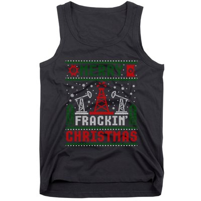 Merry Fracking Christmas Funny Oilfield Ugly Xmas Long Sleeve Tank Top