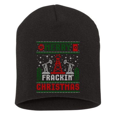 Merry Fracking Christmas Funny Oilfield Ugly Xmas Long Sleeve Short Acrylic Beanie