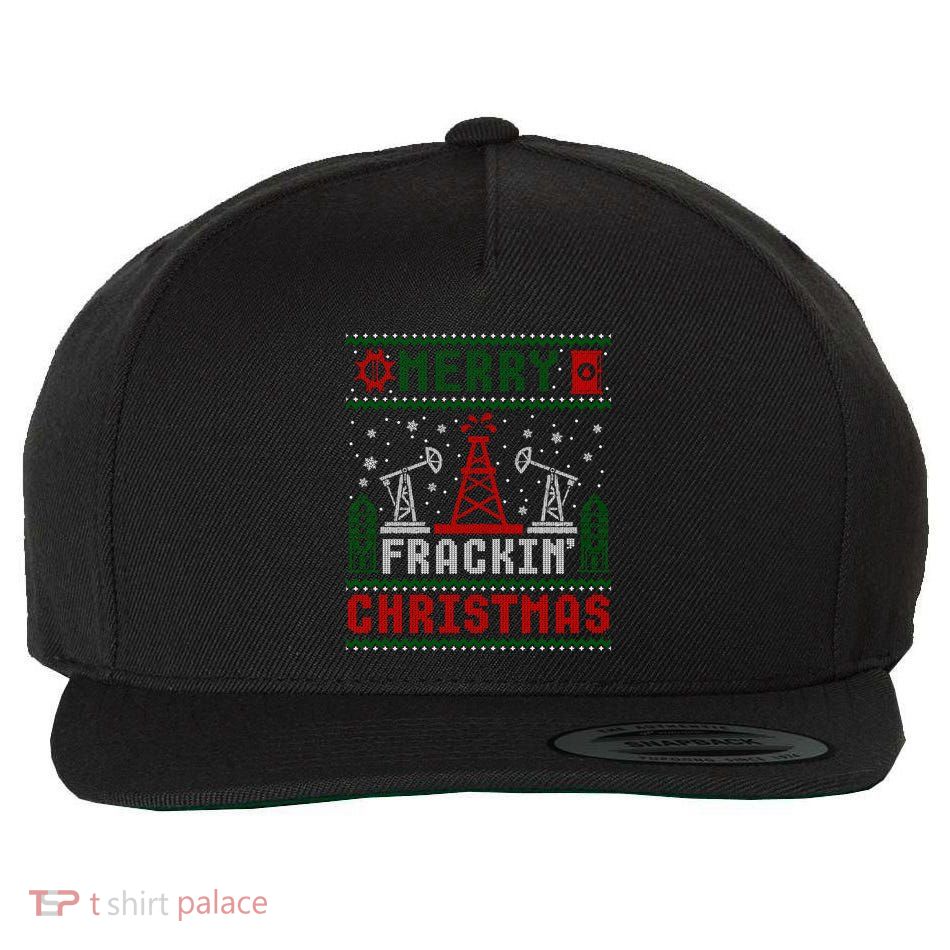 Merry Fracking Christmas Funny Oilfield Ugly Xmas Long Sleeve Wool Snapback Cap
