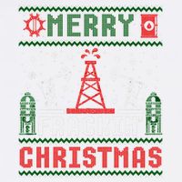Merry Fracking Christmas Funny Oilfield Ugly Xmas Long Sleeve Garment-Dyed Sweatshirt