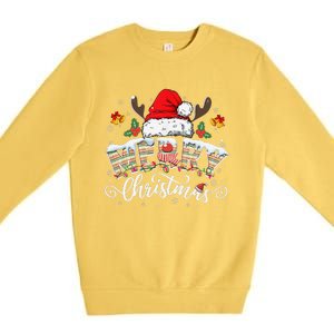 Matching Family Christmas Reindeer Santa Hat Premium Crewneck Sweatshirt