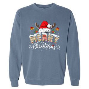 Matching Family Christmas Reindeer Santa Hat Garment-Dyed Sweatshirt