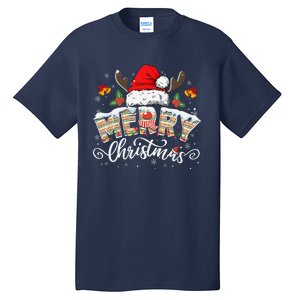 Matching Family Christmas Reindeer Santa Hat Tall T-Shirt