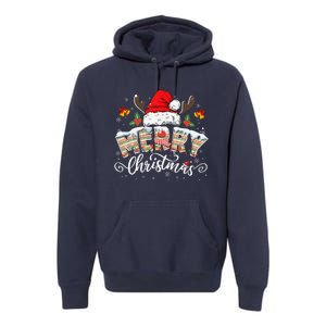 Matching Family Christmas Reindeer Santa Hat Premium Hoodie