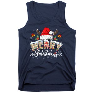 Matching Family Christmas Reindeer Santa Hat Tank Top