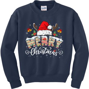 Matching Family Christmas Reindeer Santa Hat Kids Sweatshirt