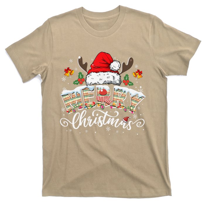 Matching Family Christmas Reindeer Santa Hat T-Shirt