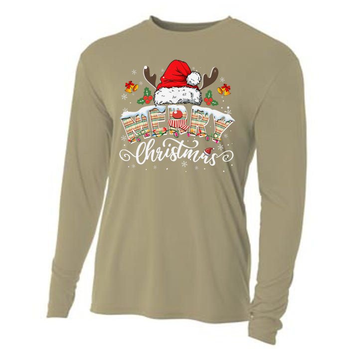 Matching Family Christmas Reindeer Santa Hat Cooling Performance Long Sleeve Crew