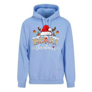 Matching Family Christmas Reindeer Santa Hat Unisex Surf Hoodie