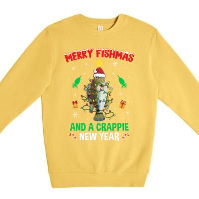 Merry Fishmas Crappie Christmas Tree Fishing Funny Xmas Cute Gift Premium Crewneck Sweatshirt