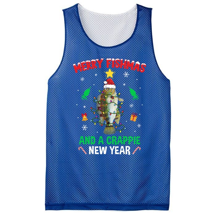 Merry Fishmas Crappie Christmas Tree Fishing Funny Xmas Cute Gift Mesh Reversible Basketball Jersey Tank