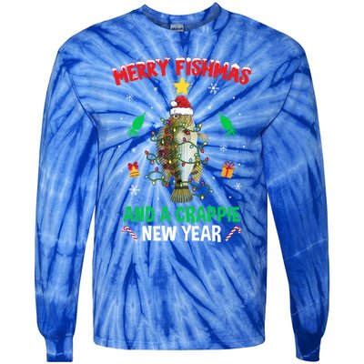 Merry Fishmas Crappie Christmas Tree Fishing Funny Xmas Cute Gift Tie-Dye Long Sleeve Shirt