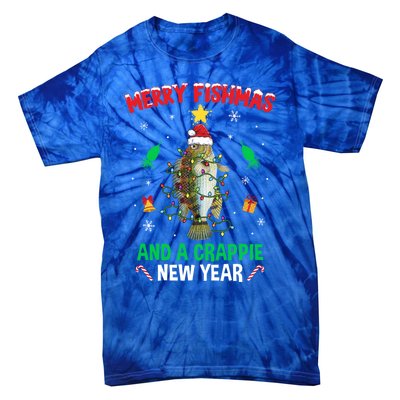 Merry Fishmas Crappie Christmas Tree Fishing Funny Xmas Cute Gift Tie-Dye T-Shirt