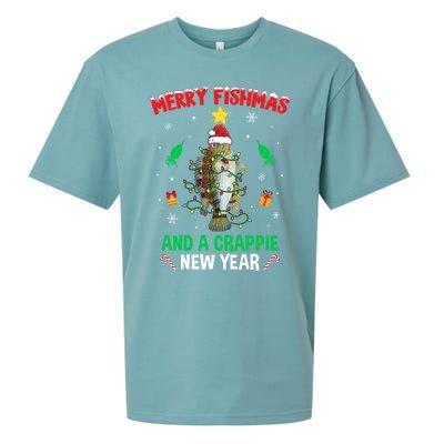 Merry Fishmas Crappie Christmas Tree Fishing Funny Xmas Cute Gift Sueded Cloud Jersey T-Shirt