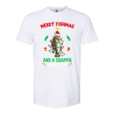 Merry Fishmas Crappie Christmas Tree Fishing Funny Xmas Cute Gift Softstyle CVC T-Shirt