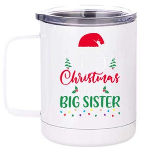 My First Christmas As A Big Sister New Sister Xmas Lights Cute Gift 12 oz Stainless Steel Tumbler Cup