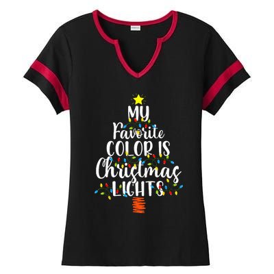 My Favorite Color Is Christmas Lights Funny Xmas Gifts  Ladies Halftime Notch Neck Tee