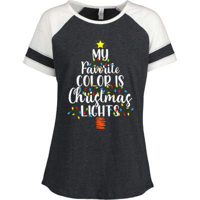 My Favorite Color Is Christmas Lights Funny Xmas Gifts  Enza Ladies Jersey Colorblock Tee