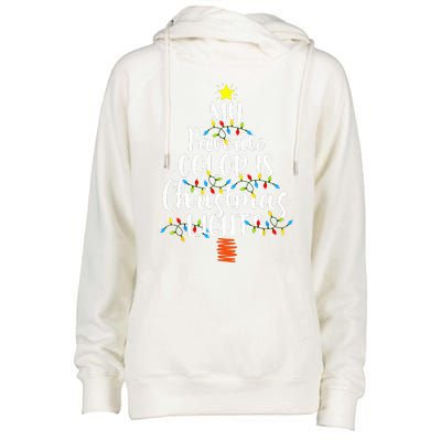 My Favorite Color Is Christmas Lights Funny Xmas Gifts  Womens Funnel Neck Pullover Hood