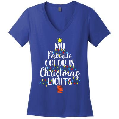 My Favorite Color Is Christmas Lights Funny Xmas Gifts  Women's V-Neck T-Shirt