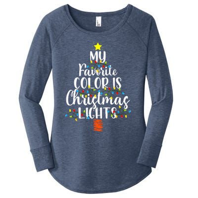 My Favorite Color Is Christmas Lights Funny Xmas Gifts  Women's Perfect Tri Tunic Long Sleeve Shirt