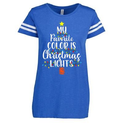 My Favorite Color Is Christmas Lights Funny Xmas Gifts  Enza Ladies Jersey Football T-Shirt