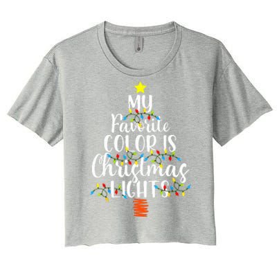 My Favorite Color Is Christmas Lights Funny Xmas Gifts  Women's Crop Top Tee