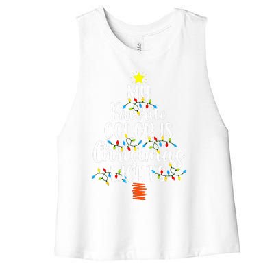 My Favorite Color Is Christmas Lights Funny Xmas Gifts  Women's Racerback Cropped Tank