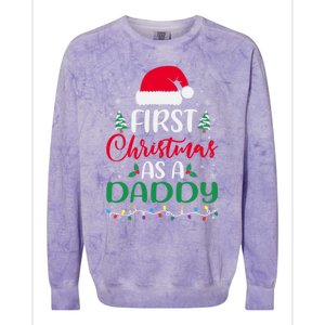 My First Christmas As A Daddy New Father Xmas Lights Gift Colorblast Crewneck Sweatshirt