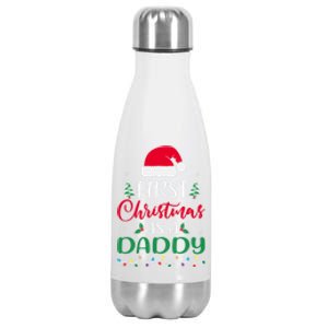 My First Christmas As A Daddy New Father Xmas Lights Gift Stainless Steel Insulated Water Bottle