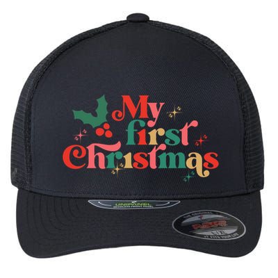 My First Christmas 1st Christmas Newborn Gift Flexfit Unipanel Trucker Cap