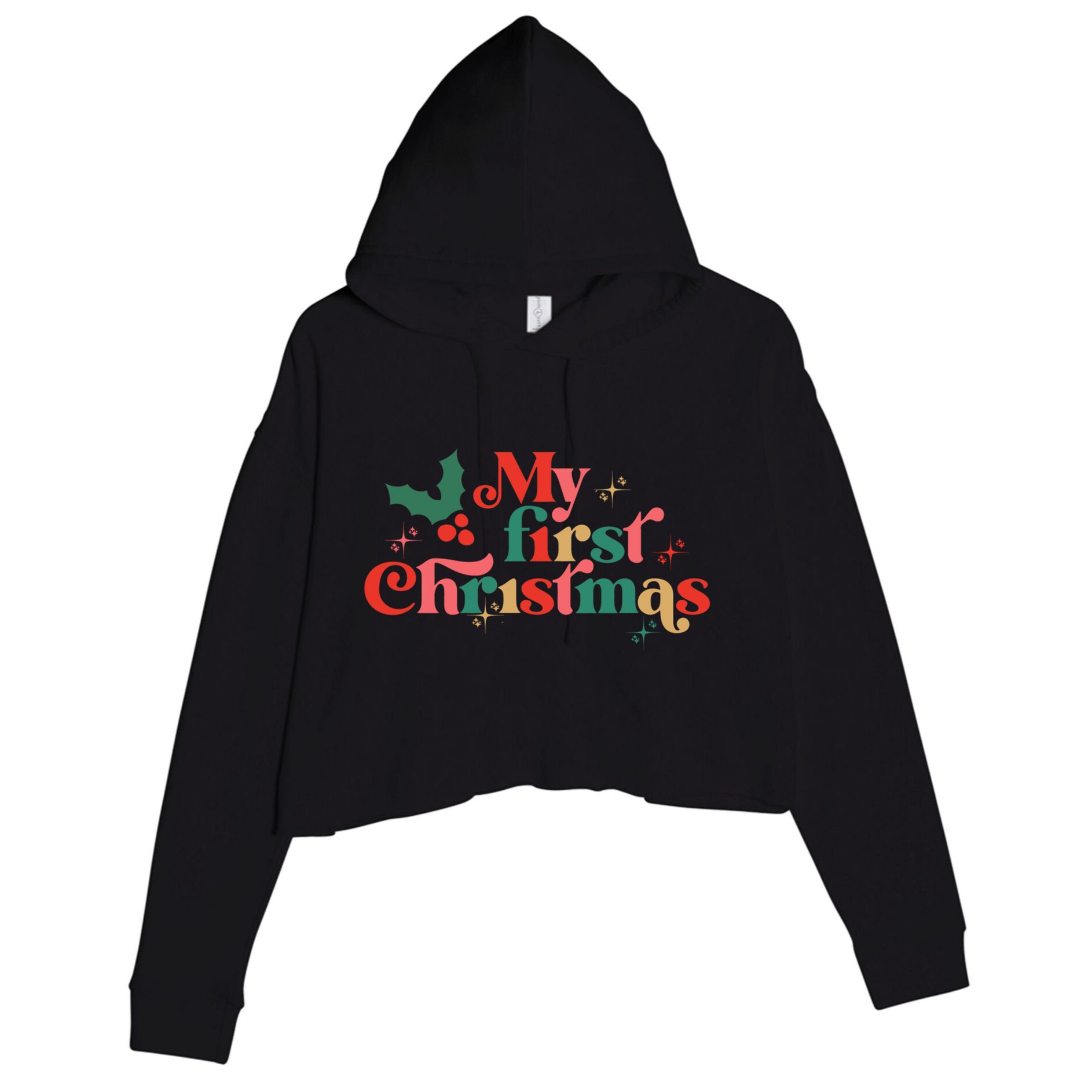 My First Christmas 1st Christmas Newborn Gift Crop Fleece Hoodie