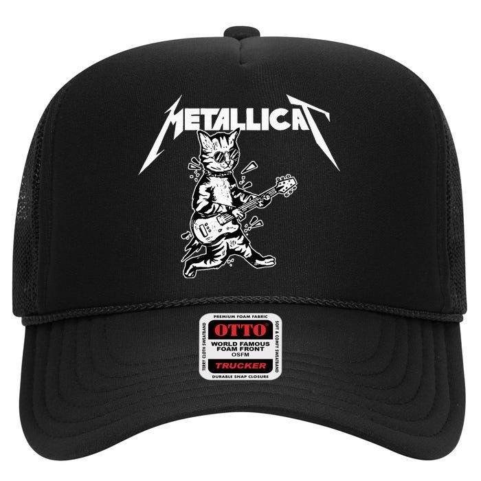 Metallicat Funny Cat High Crown Mesh Back Trucker Hat