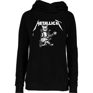 Metallicat Funny Cat Womens Funnel Neck Pullover Hood