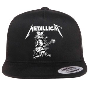 Metallicat Funny Cat Flat Bill Trucker Hat